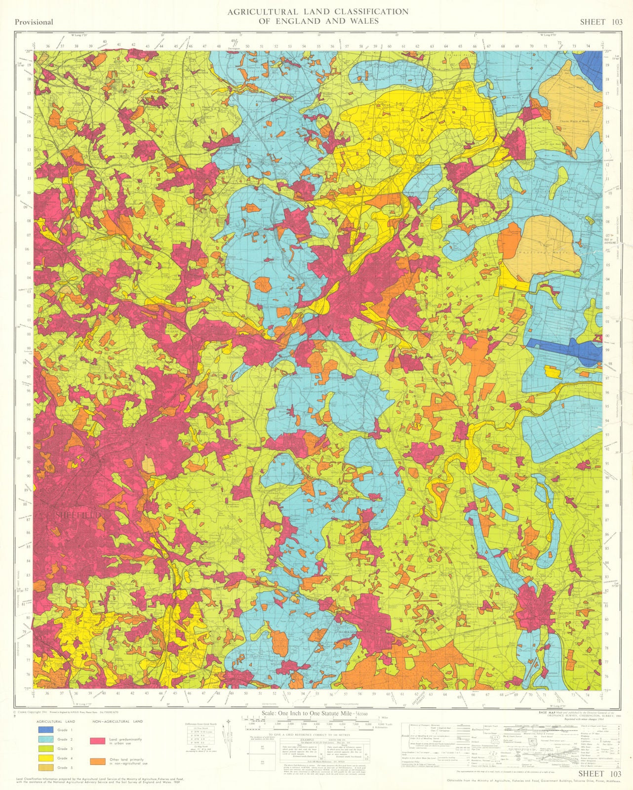 Agricultural Land Classification 103 Humberhead Levels. Magnesian 1970 old map